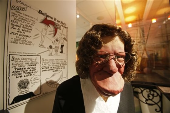 A figure of Grace McDaniels, who once complained about a publicist calling her "the ugliest woman in the world," is shown on display at the Ripley's Believe It or Not! Odditorium in San Francisco.